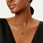 Sterling Silver Rhodium-plated CZ and Blue Glass Pendant - Model Shot