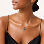 Sterling Silver Rhodium plated Aqua & White CZ Pendant - Model Shot
