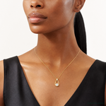 Sterling Silver Gold-tone with CZ Teardrop Shape Chain Slide - Model Shot