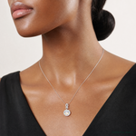 Sterling Silver Rhodium-plated Iridescent CZ Pendant - Model Shot