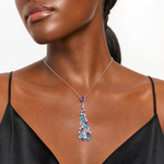 Sterling Silver Rh-plated Polished White/Blue/Purple CZ Teardrop Pendant - Model Shot