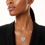 Sterling Silver Rhodium-plated CZ Heart Pendant - Model Shot