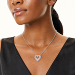 Sterling Silver Rhodium-plated CZ Heart Chain Slide Pendant - Model Shot
