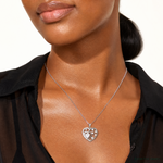 Sterling Silver Rhodium-plated CZ Heart Pendant - Model Shot
