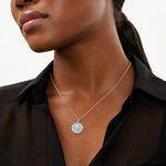 Sterling Silver Rhodium-plated CZ Compass Pendant - Model Shot