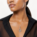 Pure Fire Sterling Silver Rhodium-plated Fancy CZ Drop Pendant - Model Shot