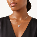 Sterling Silver Rhodium-plated Polished Fancy CZ Chain Slide Pendant - Model Shot