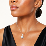 Sterling Silver Polished and Textured CZ Knot Pendant - Model Shot