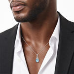 Sterling Silver Rhodium-plated Blue CZ Pendant - Model Shot