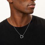 Sterling Silver Rhodium-plated CZ Heart Slide Pendant - Model Shot