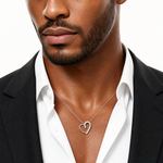 Sterling Silver Rhodium-plated CZ Heart Pendant - Model Shot