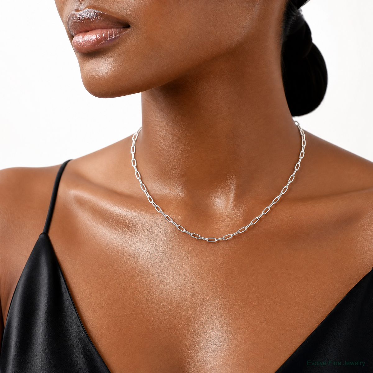 Sterling Silver Polished 2.9mm Paperclip Chain - Model Shot