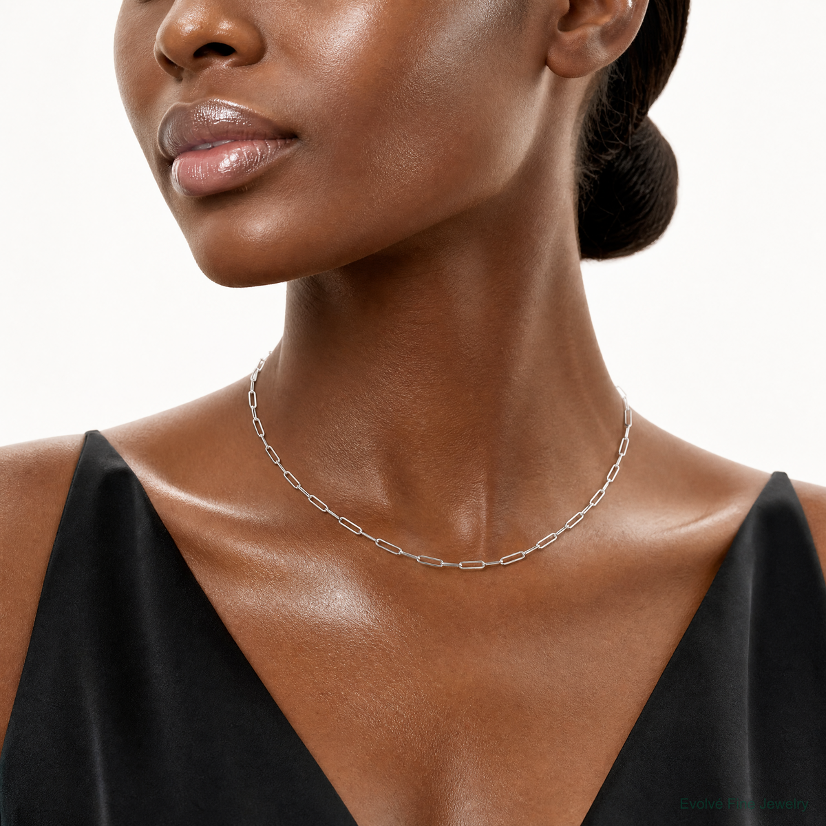 Sterling Silver Polished 3.15mm Paperclip Chain - Model Shot