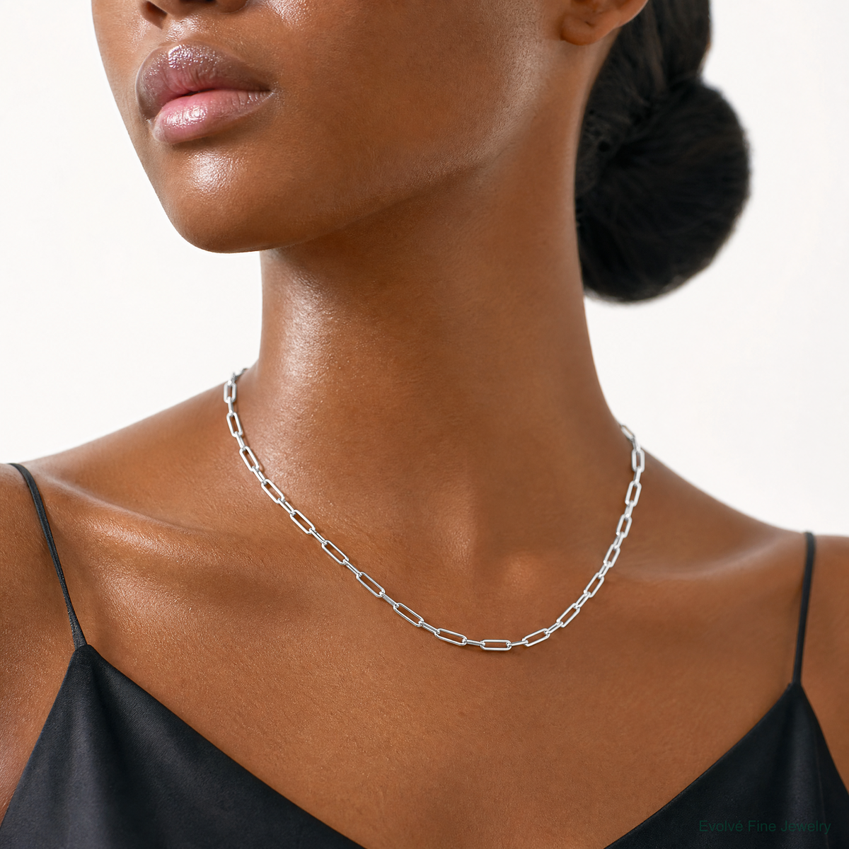 Sterling Silver Polished 4.5mm Paperclip Chain - Model Shot