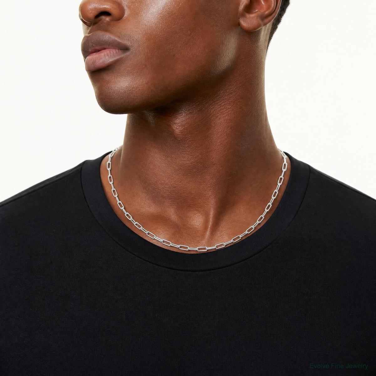 Sterling Silver Polished 5.5mm Paperclip Chain - Model Shot