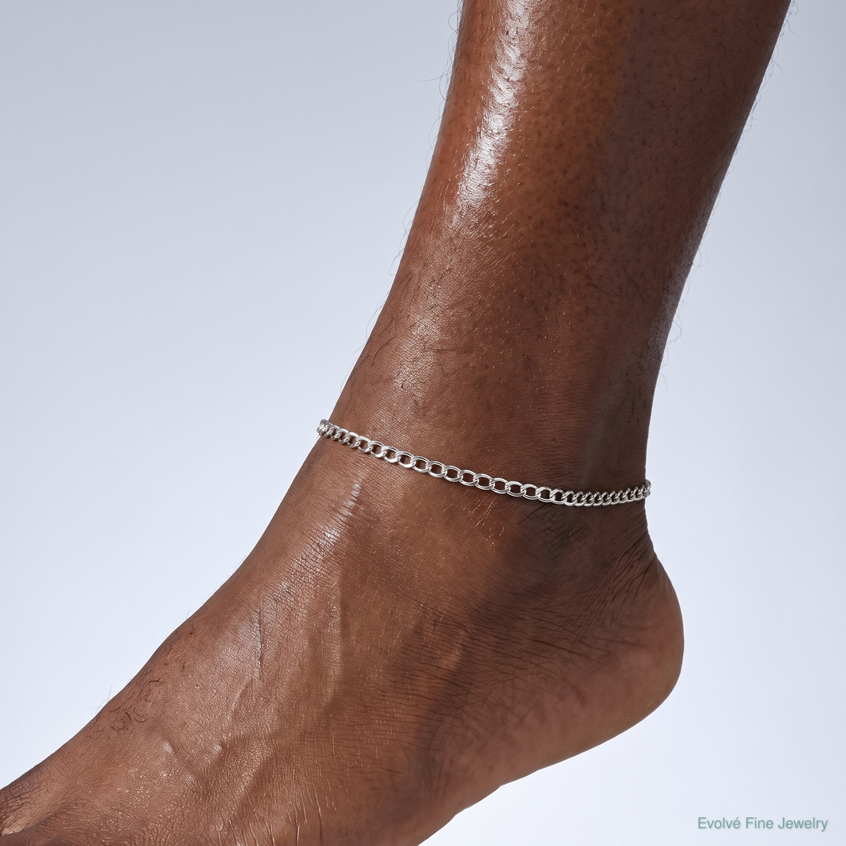 Sterling Silver 3mm Half Round Wire Open Curb Chain - Model Shot
