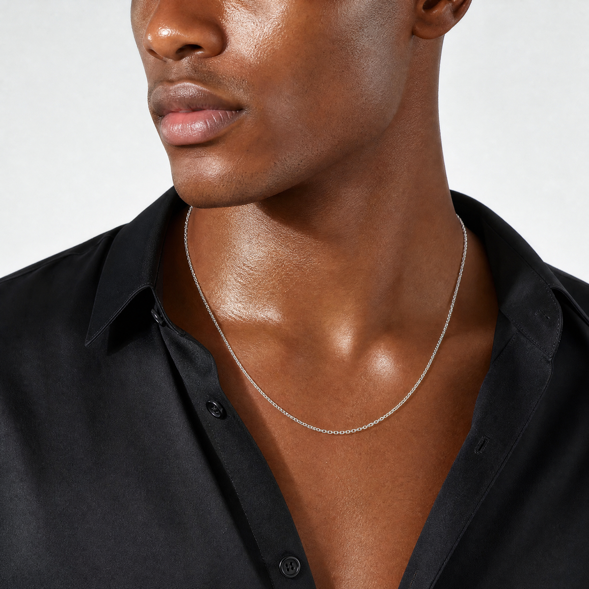 Sterling Silver .95mm Forzantine Cable Chain - Model Shot