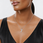 Sterling Silver/Rhodium-plated Satin Number 7 Charm - Model Shot