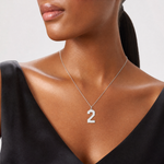 Sterling Silver/Rhodium-plated Polished Number 2 Charm - Model Shot