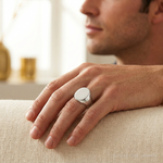 Sterling Silver 19x16mm Closed Back Signet Ring - Model Shot