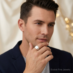 Sterling Silver 12x14mm Closed Back Signet Ring - Model Shot