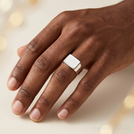 Sterling Silver 11x15mm Closed Back Signet Ring - Model Shot