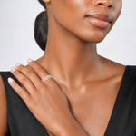 Sterling Silver Rose & Gold-tone Marquise CZ Eternity 3 Ring Set - Model Shot