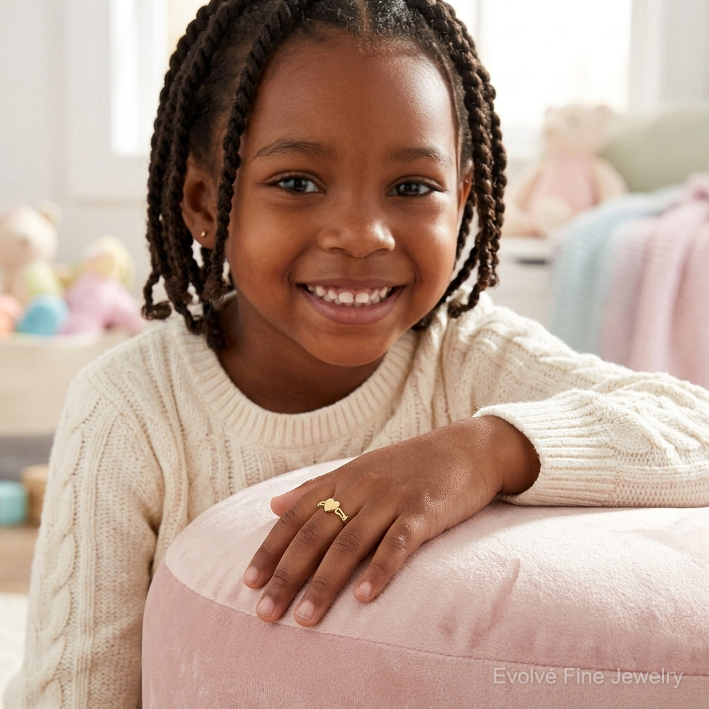 14k Children's Heart Ring - Model Shot