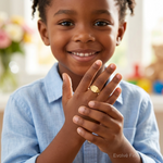 14K Square Polished Baby Signet Ring - Model Shot