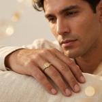 14K Cross Inside Oval W/Scroll and Heart Ring - Model Shot