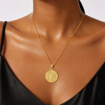 14k Head of Christ Medal Hollow Round Pendant - Model Shot