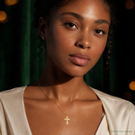 14k Cross Charm - Model Shot