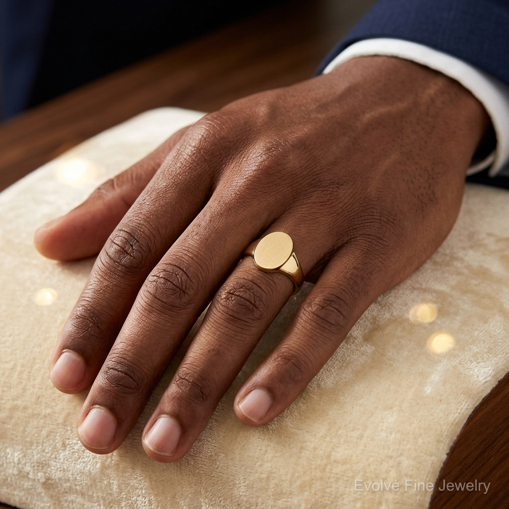 14k 9.0x14.5mm Open Back Signet Ring - Model Shot