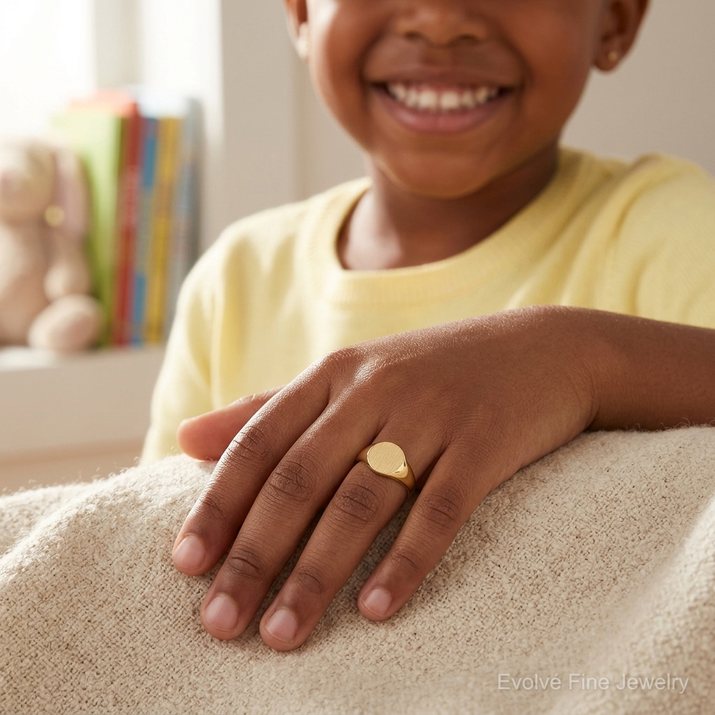 14k 8.5x8.5mm Closed Back Child's Signet Ring - Model Shot