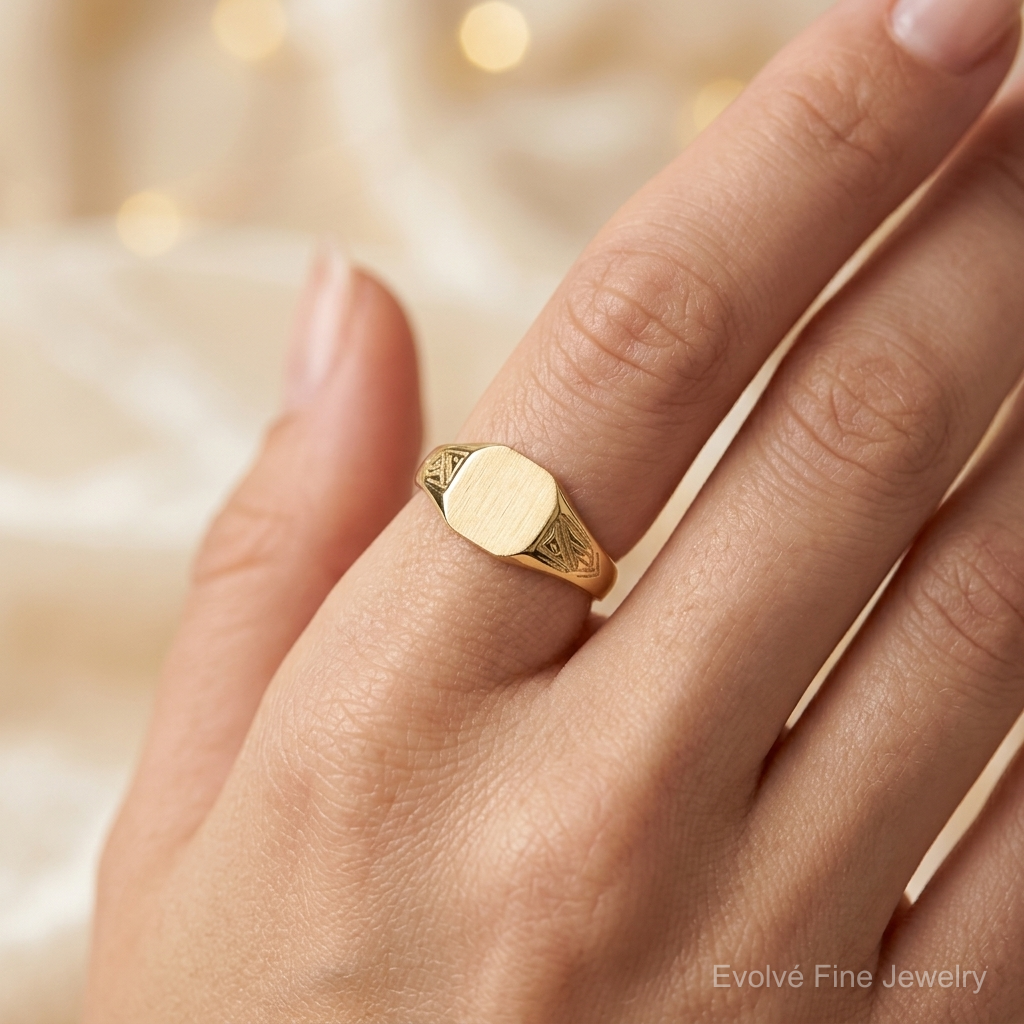 14k 8.5x7.0mm Open Back Signet Ring - Model Shot