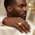 14k 13.5x13.5mm Closed Back Mens Signet Ring - Model Shot