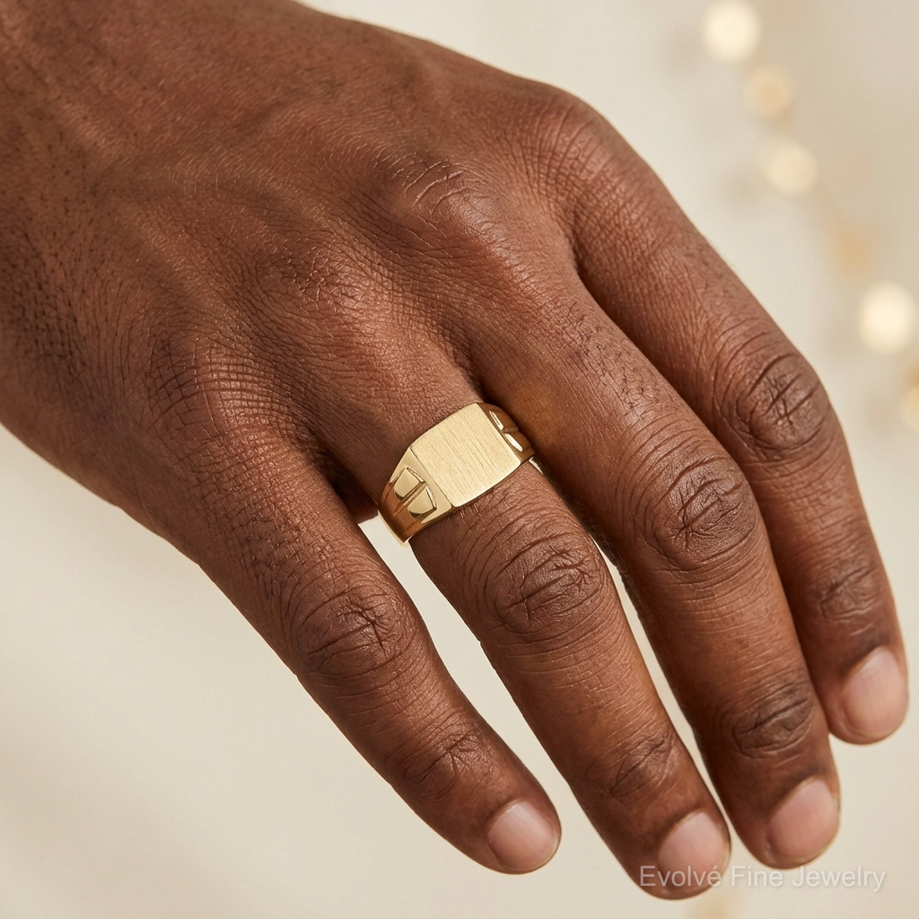 14k 9.0x7.5mm Closed Back Signet Ring - Model Shot