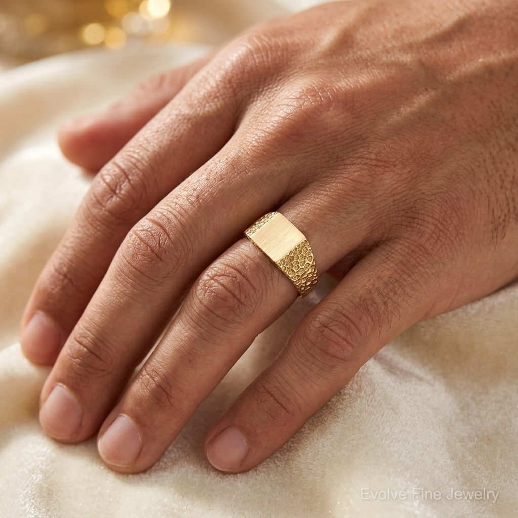 14k 8.0x7.0mm Open Back Signet Ring - Model Shot