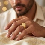 14k 16.5x15.0mm Closed Back Mens Signet Ring - Model Shot