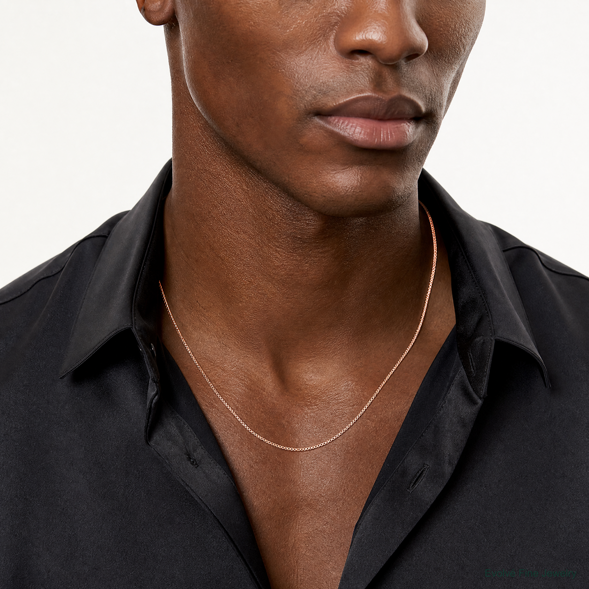 14k Rose Gold 1.0mm Box Chain - Model Shot