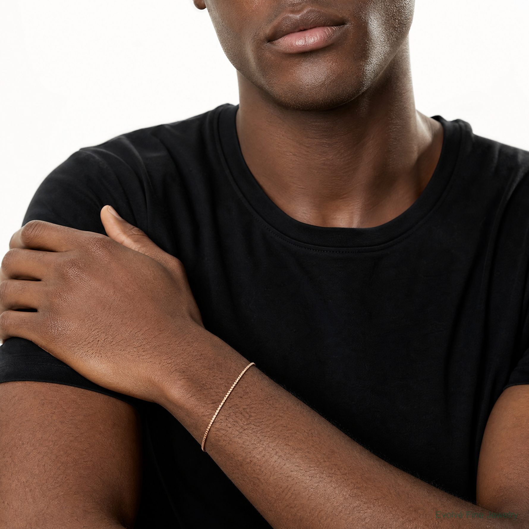 14k Rose Gold 1.10mm Box Chain - Model Shot