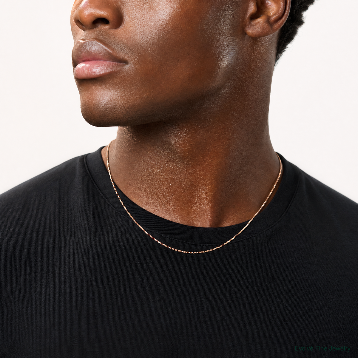 14k Rose Gold .95mm Box Chain - Model Shot