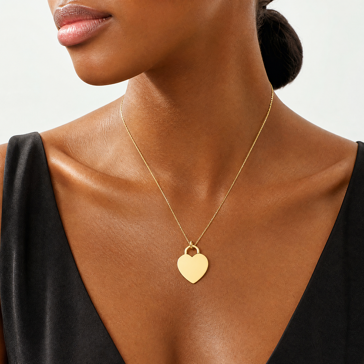14K Polished Heart Shaped Disc Pendant - Model Shot