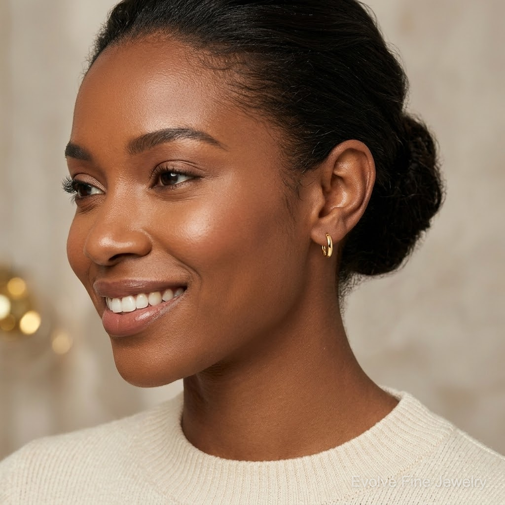 14k Madi K Polished Hinged Hoop Earrings - Model Shot