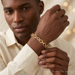 14k Polished Fancy Oval Link Bracelet - Model Shot
