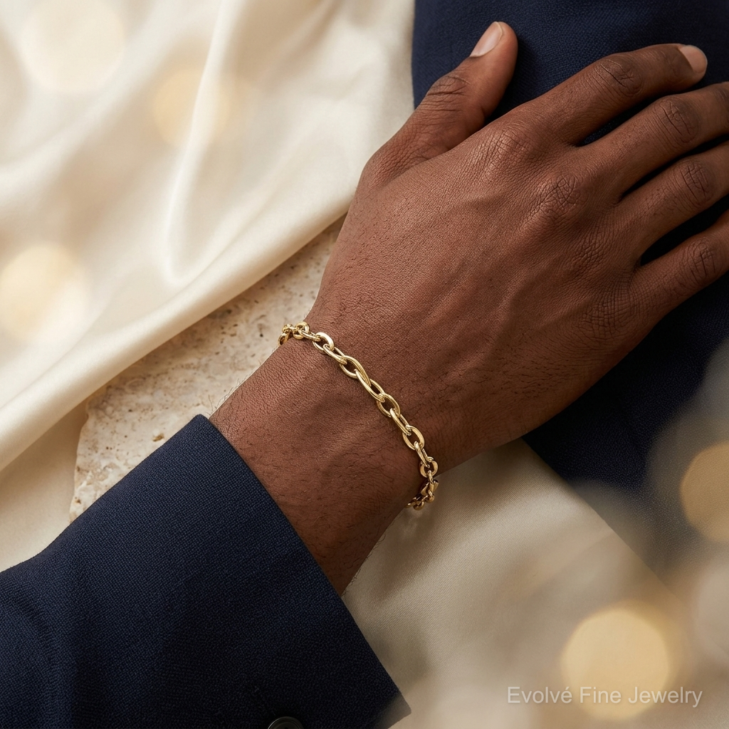 14K 7.5in Polished Fancy Link Bracelet - Model Shot