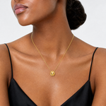 14k Polished Puffed Sun 16.5in Necklace - Model Shot