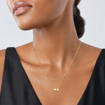 14K D/C Beaded Double Star 16in w/2in ext. Necklace - Model Shot