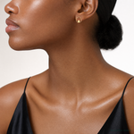 14k Polished Circle Post Earrings - Model Shot