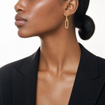 14k Polished Paperclip Link Chain 7mm Post Earrings - Model Shot